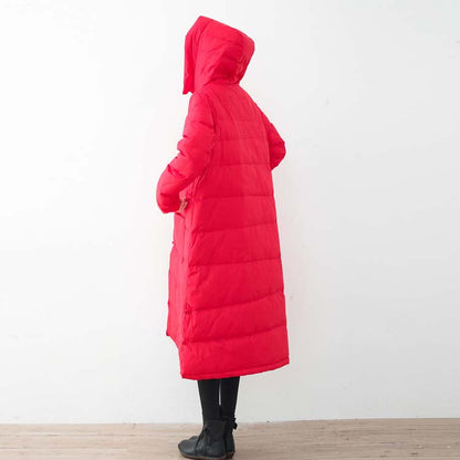Fine Black Down Coat Oversized Puffers Jackets New Chinese Button Coats Hooded