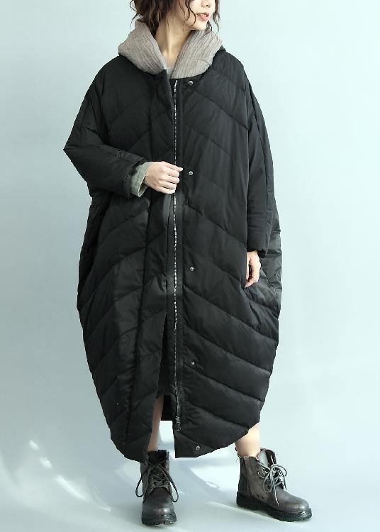 Black Down Coat Winter Oversize Hooded Parka Winter New Outwear