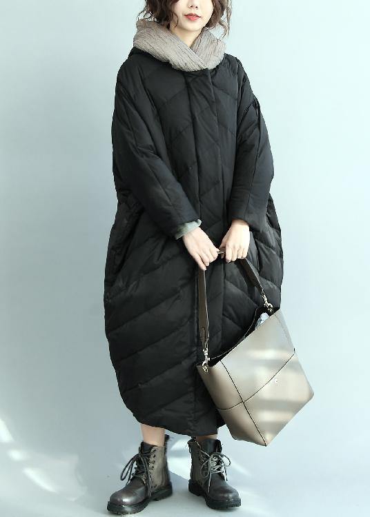 Black Down Coat Winter Oversize Hooded Parka Winter New Outwear