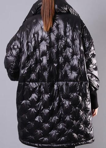 Fine Black Duck Down Coat Stand Collar Winter Jacket Batwing Sleeve New Overcoat