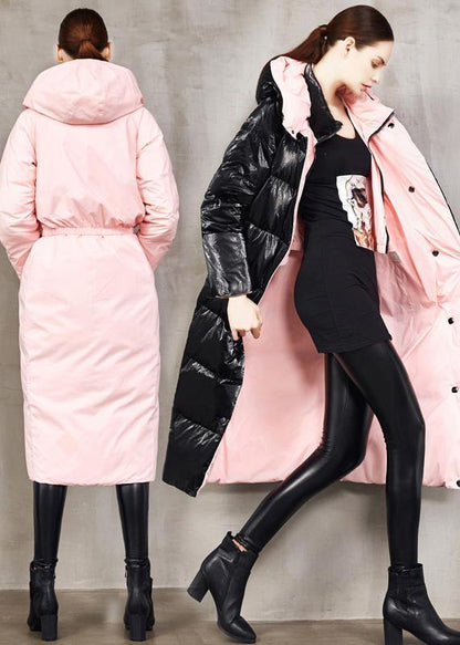 Fine Black Goose Down Coat Two Ways to Wear Winter Jacket Hooded Fine Winter Outwear