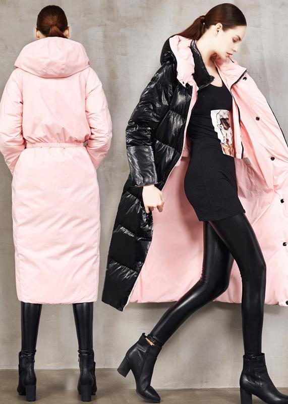 Fine Black Goose Down Coat Two Ways to Wear Winter Jacket Hooded Fine Winter Outwear