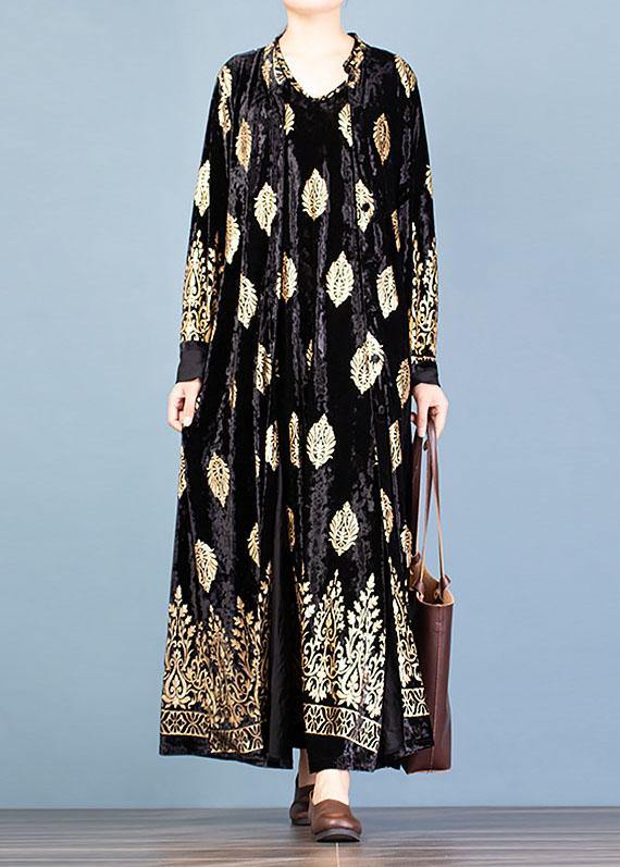 Fine Black Print Coats Fall Two Pieces Cardigan