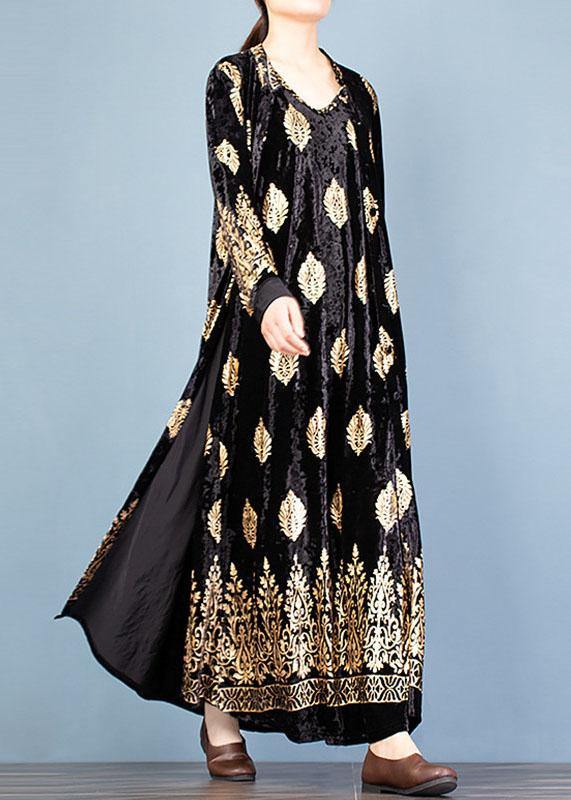 Fine Black Print Coats Fall Two Pieces Cardigan