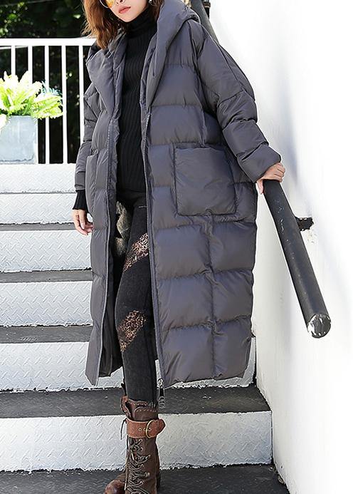 Fine Black Winter Parkas Hooded Pockets Coats