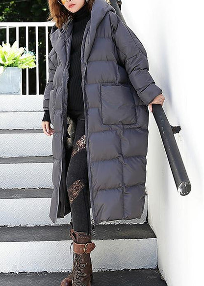 Fine Black Winter Parkas Hooded Pockets Coats