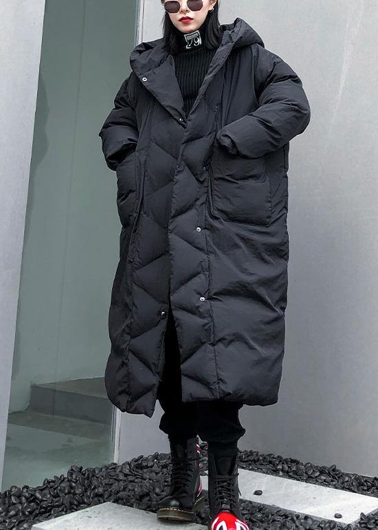 Fine Black Parkas Winter Hooded Pockets Outwear