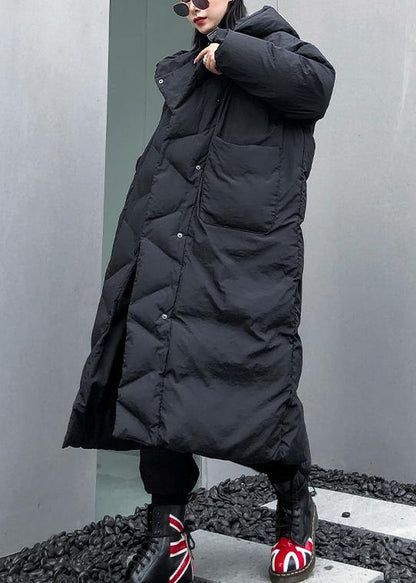 Fine Black Parkas Winter Hooded Pockets Outwear