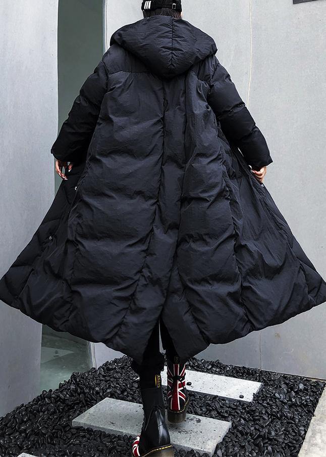 Fine Black Parkas Winter Hooded Pockets Outwear