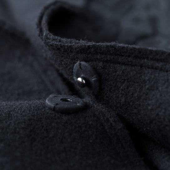 Fine Black Woolen Outwear Long Sleeve Jackets & Coats Embroidery Coats