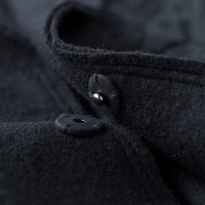 Fine Black Woolen Outwear Long Sleeve Jackets & Coats Embroidery Coats