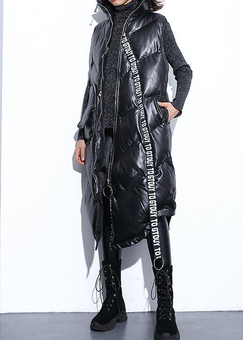 Fine Black Zippered Parkas Warm Winter Coat Sleeveless Overcoat Low High Design