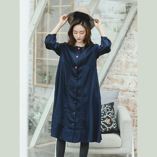 Fine Blue Maxi Coat Clothing Peter Pan Collar Winter Coat Boutique Long Sleeve Baggy Coat