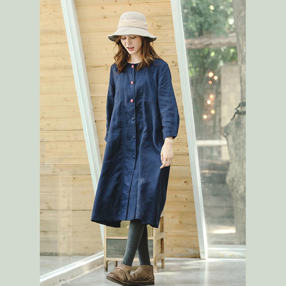 Fine Blue Maxi Coat Clothing Peter Pan Collar Winter Coat Boutique Long Sleeve Baggy Coat
