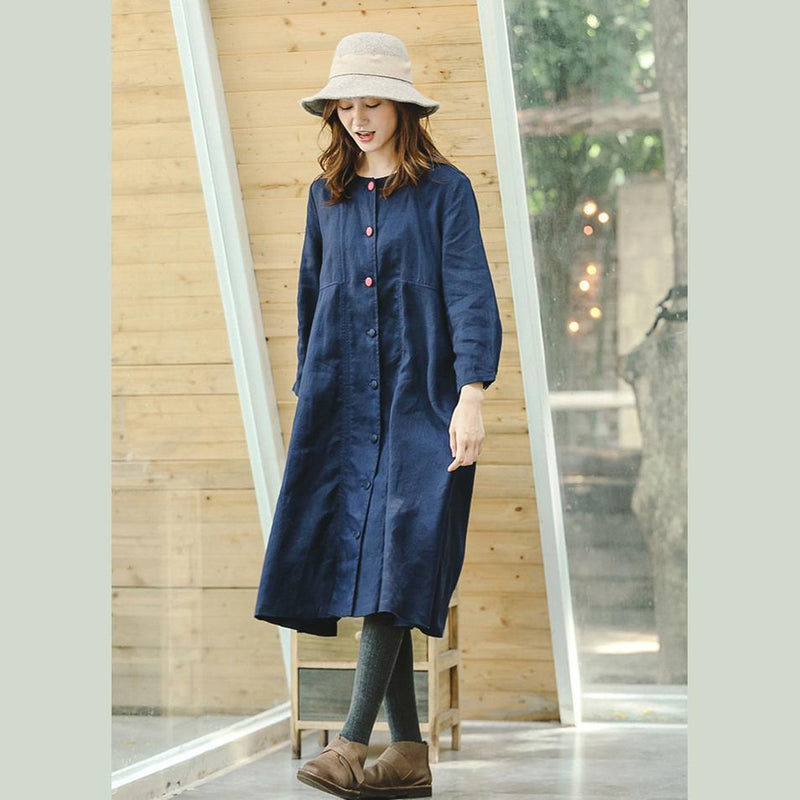 Fine Blue Maxi Coat Clothing Peter Pan Collar Winter Coat Boutique Long Sleeve Baggy Coat