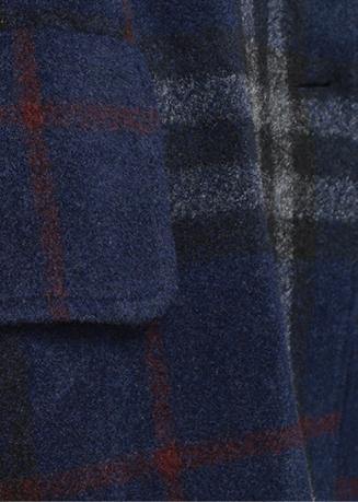 Fine Blue Plaid Woolen Overcoat Oversized Hooded Pockets Winter Coat Coats