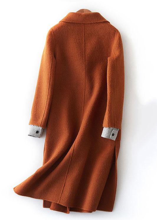 Fine Brown Woolen Coats Clothing Maxi Side Open Notched Coat