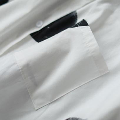 Fine Cotton Summer Top Oversized Stand Collar Short Sleeve Loose Cotton White Shirt