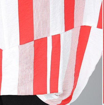 Fine Cotton Tops Oversized Summer Short Sleeve Navy Blue Stripe T-shirt