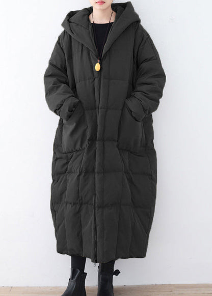 Limited Stock-gray Warm Down Coat Parka Thick Hooded Maxi Cardigan