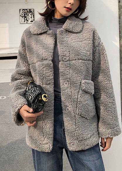 Fine Gray Woolen Overcoat Clothing Winter Coat Lapel Collar Winter Outwear