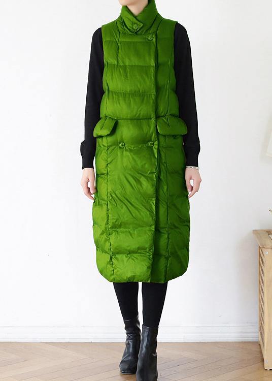 Fine Green Back Side Winter Parkas Clothing Winter Jacket Stand Collar Sleeveless Winter Outwear