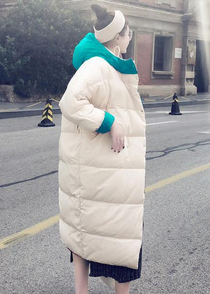 Fine Green Patchwork Warm Winter Coat Hooded Two Ways to Wear Fine Overcoat
