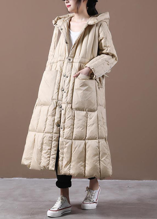 Khaki Down Jacket Woman Winter Parka Hooded Pockets New Jackets