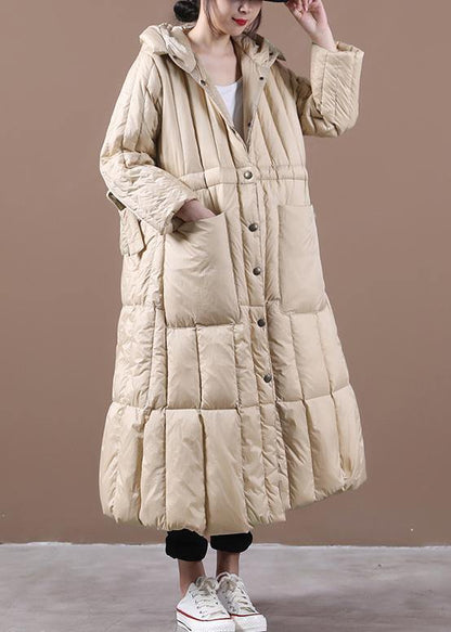Khaki Down Jacket Woman Winter Parka Hooded Pockets New Jackets