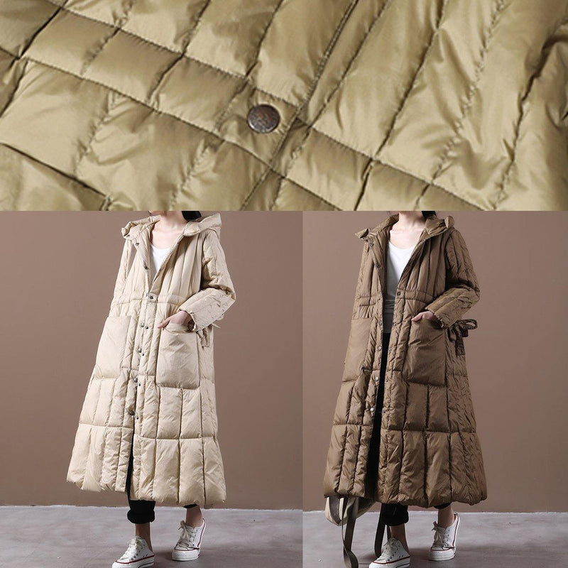 Khaki Down Jacket Woman Winter Parka Hooded Pockets New Jackets