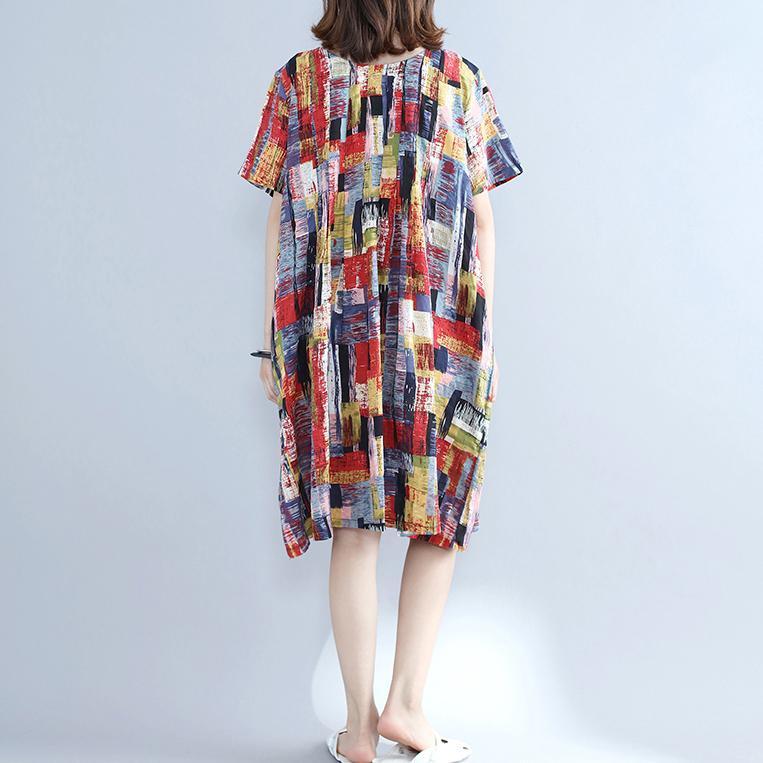 Fine Multi Color Pure Cotton Dresses Oversize Shirt Dress Fine Fit O Neck Cotton Dresses