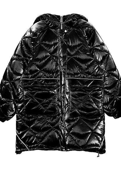 Fine Oversize Winter Jacket Green Hooded Zippered Parkas for