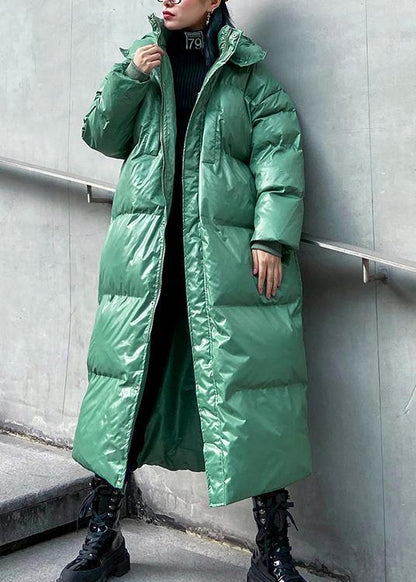 Clothing Down Jacket Outwear Green Hooded Zippered Winter Outwear