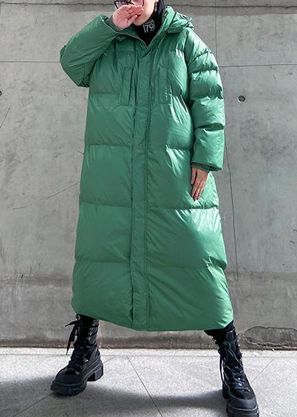 Clothing Down Jacket Outwear Green Hooded Zippered Winter Outwear