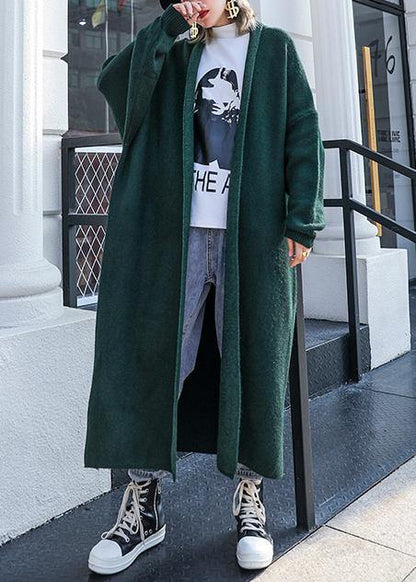 Fine Clothing Winter Outwear Blackish Green Thick Wool Coats