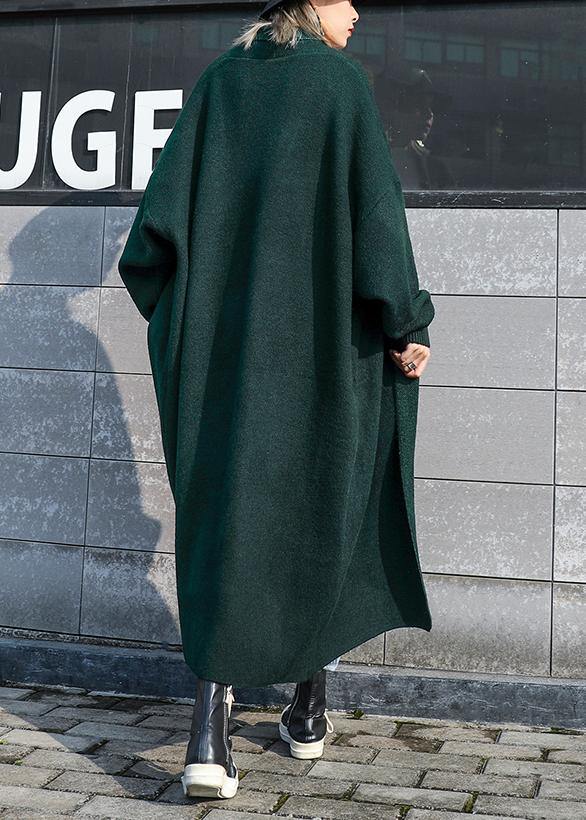 Fine Clothing Winter Outwear Blackish Green Thick Wool Coats