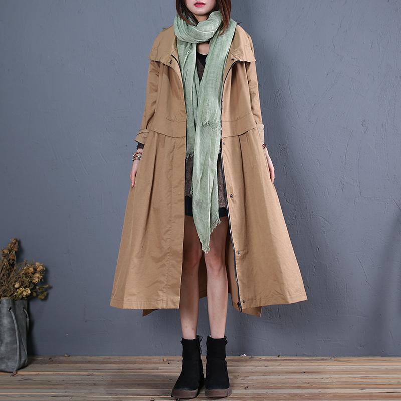 Fine Long Coats Fall Outwear Khaki Side Open Coats