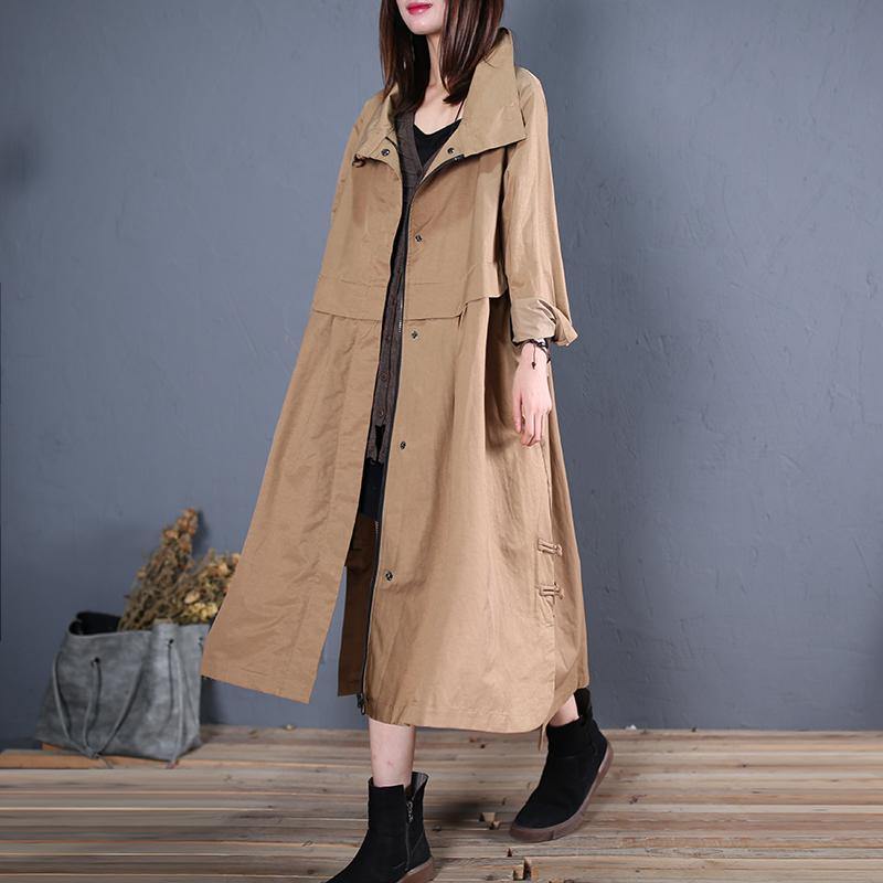 Fine Long Coats Fall Outwear Khaki Side Open Coats