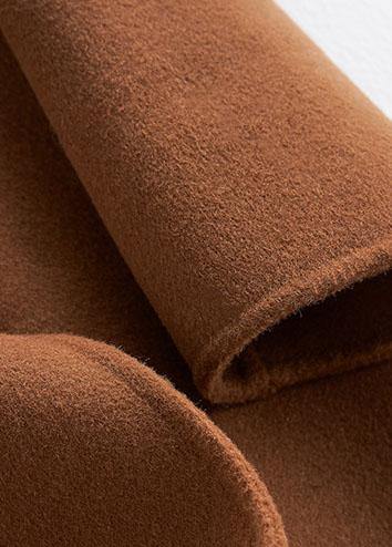 Fine Long Sleeve Outwear Brown Pockets Woolen Coats