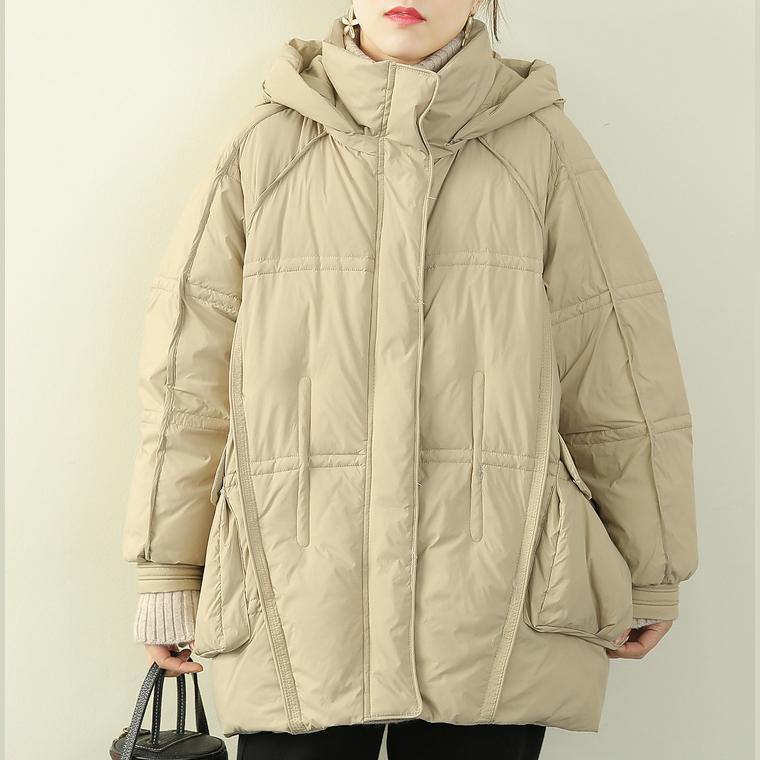 Snow Jackets Coats Khaki Hooded Patchwork Warm Coat