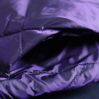 Fine Purple Winter Oversize Hooded Parka Pockets Zippered Cotton Overcoat