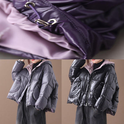 Fine Snow Winter Coats Black Hooded Thick Winter Coats