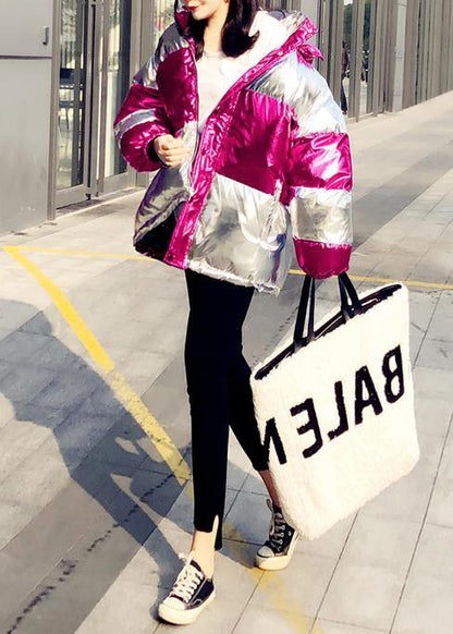 Fine Winter Jacket Overcoat Rose Hooded Cinched Down Coat Winter