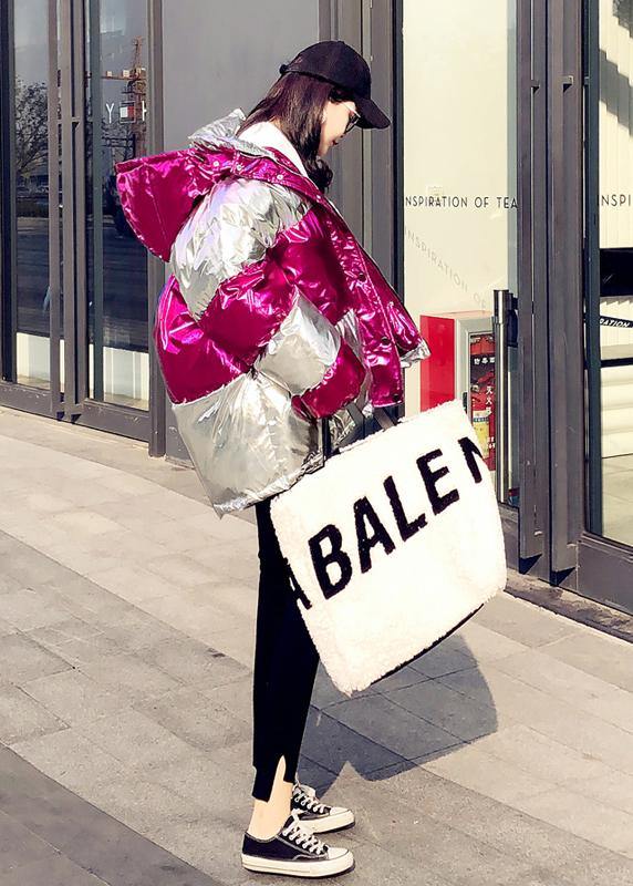Fine Winter Jacket Overcoat Rose Hooded Cinched Down Coat Winter