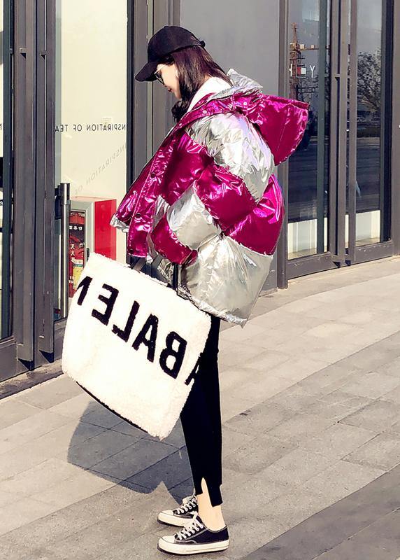 Fine Winter Jacket Overcoat Rose Hooded Cinched Down Coat Winter