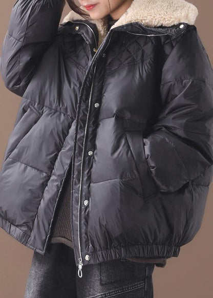 Fine Winter Jacket Winter Coats Black Warm Zippered Short Outwear