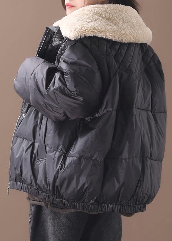Fine Winter Jacket Winter Coats Black Warm Zippered Short Outwear
