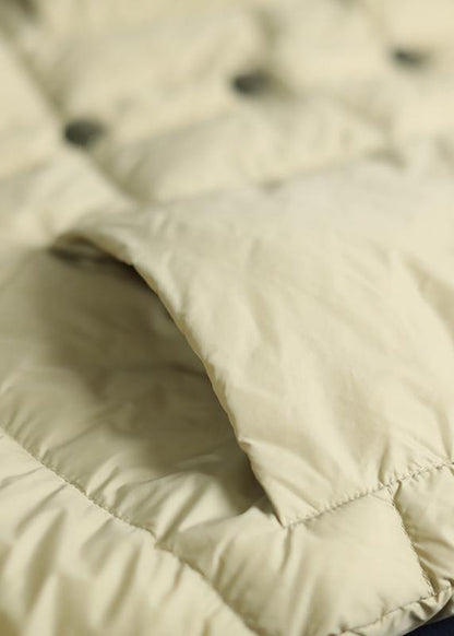 Fine Parka Overcoat Beige Stand Collar Warm Winter Coat