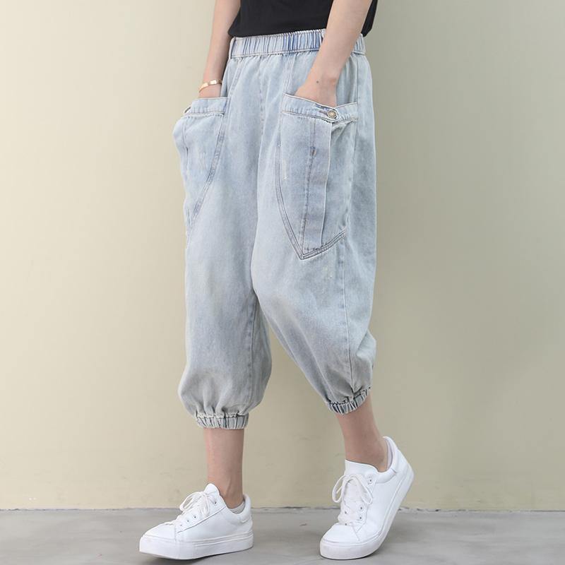 Tyle Summer Wild Pants Clothing Light Denim Blue Work Pockets Trousers