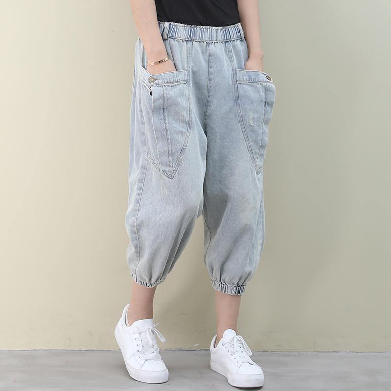 Tyle Summer Wild Pants Clothing Light Denim Blue Work Pockets Trousers